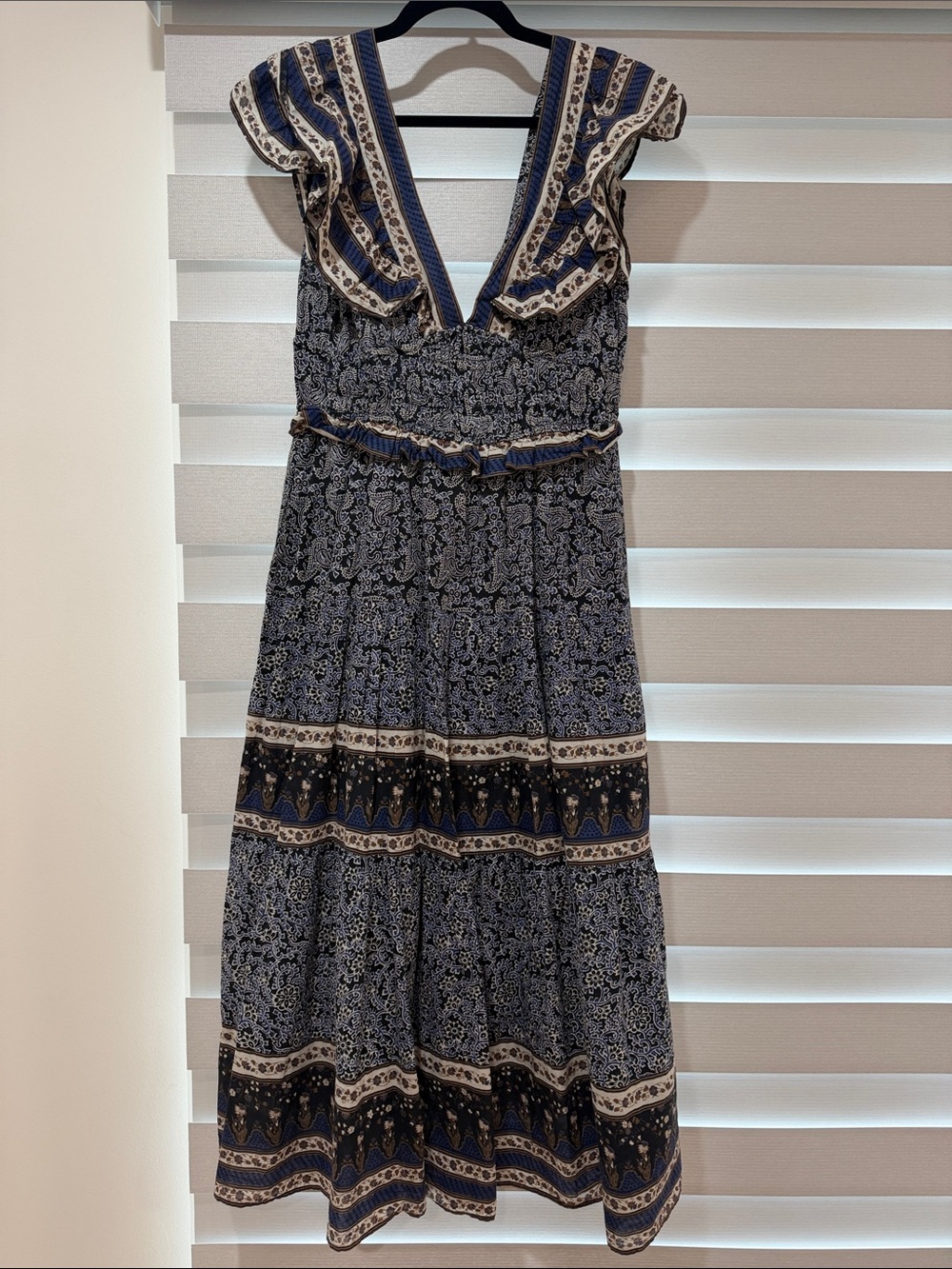 Sea New York Navy and Cream Patterned Maxi Dress